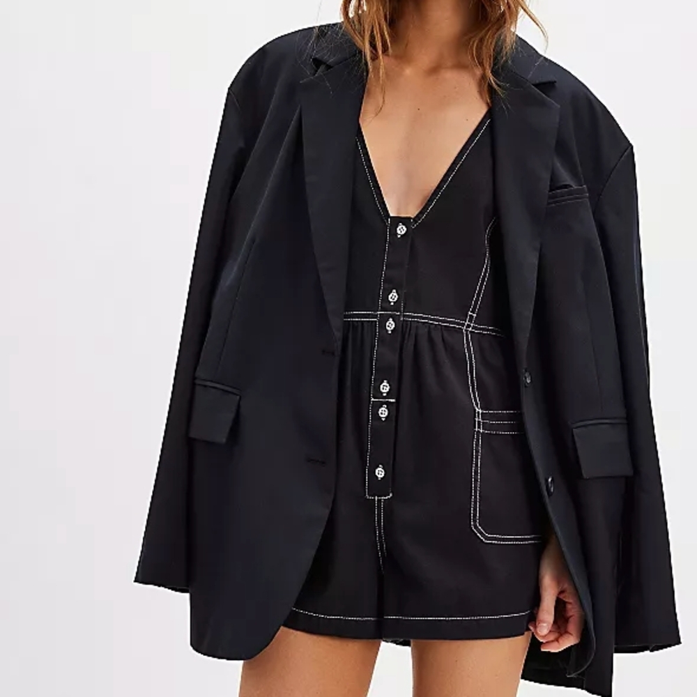 Free People Black Sleeveless Dress with White Stitching - Picture 3 of 7